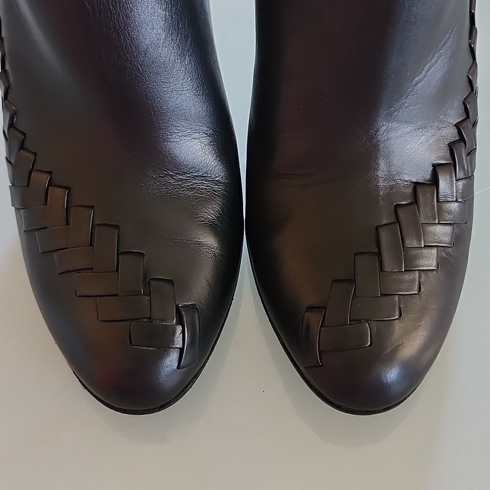Salvatore Ferragamo‎ Braided Accent Witchy Leather Ankle Bootie Heels Size 10 - Picture 10 of 12